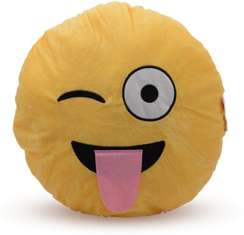 Store2508 Emoji Smiley Soft Round Cushion Pillow - 35 cm  (Yellow)