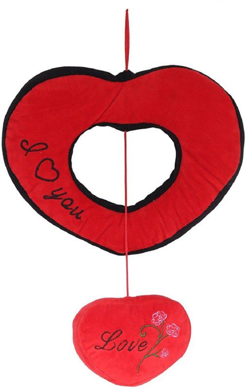 DINAARKAN VALENTINE SPECIAL DOUBLE HANGING HEART SHAPED SOFT TOY WITH SOUND 30 cm - 30 cm  (Red)