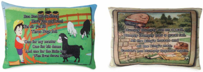 Deals India baa baa black sheep poem cushion (15x10 Inch) and Humpty Dumpty poem cushion (15x10 Inch) combo - 15 inch  (Multicolor)