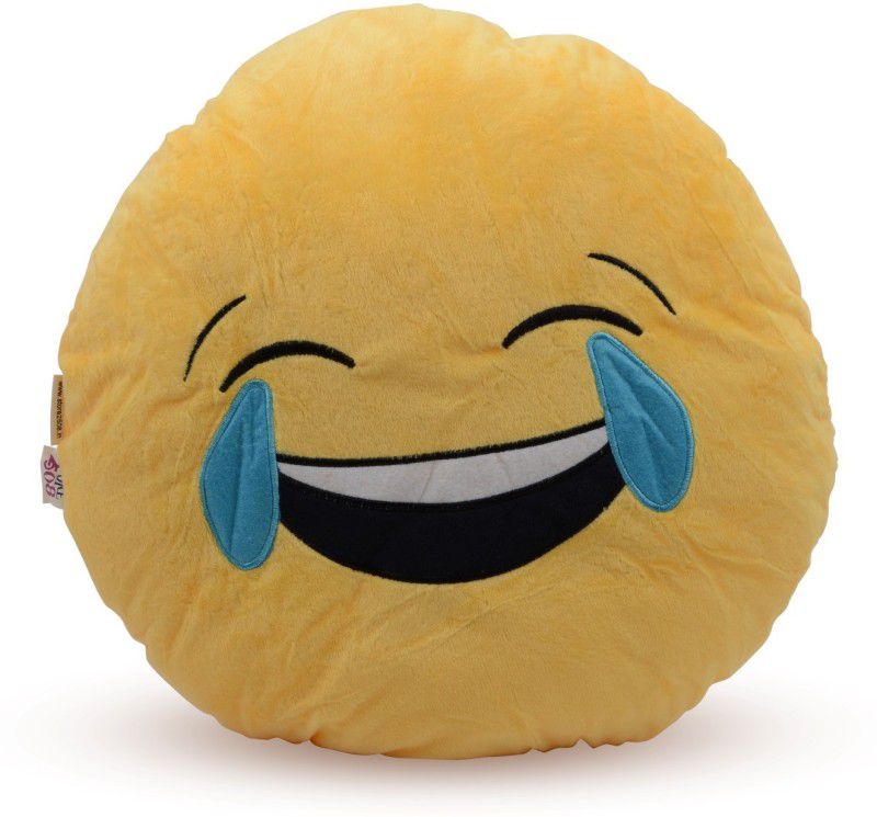 Store2508 Emoji Smiley Soft Round Cushion Pillow 05 - 35 cm  (Yellow)