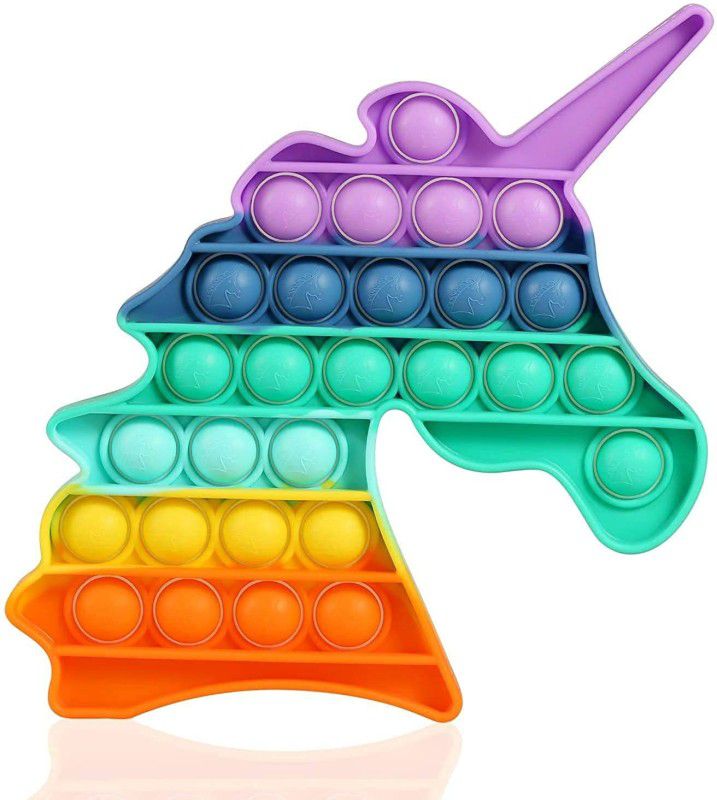 FOROLY Rainbow Unicorn Push Pop Bubble Fidget Sensory Toy Multicolor Putty Toy