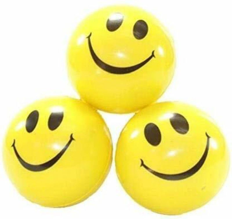 SUPERFAB Pack Of 3 Smiley Soft Ball Stress Reliever Happy Smiley Face Squeeze Ball - 20 cm  (Yellow)