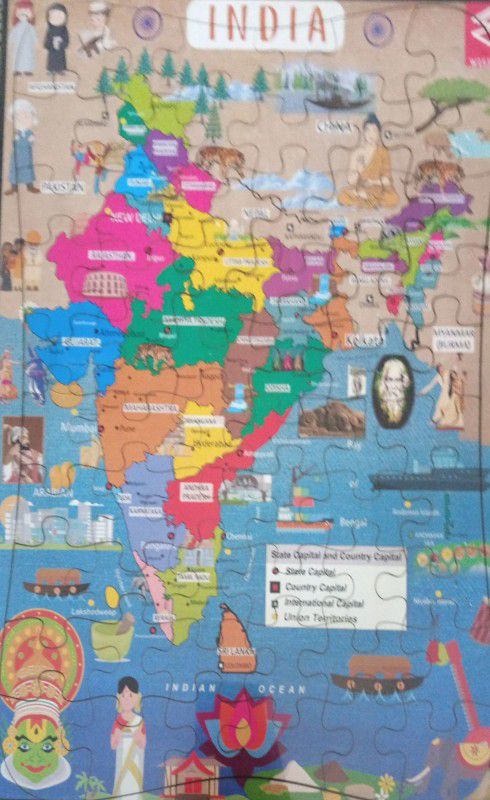 WISSEN Wet 52- India Map Puzzle  (Multicolor)