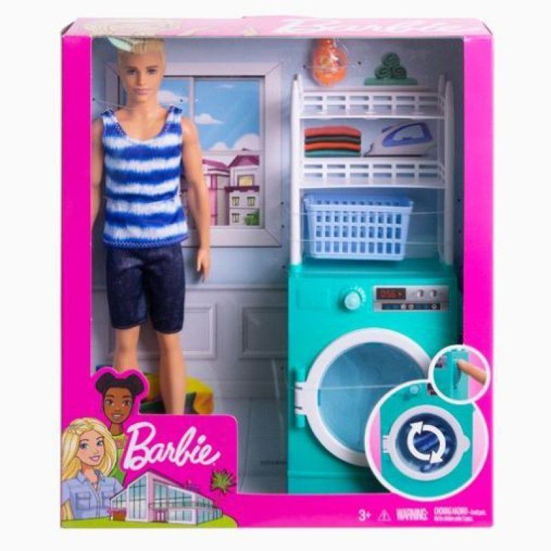 BARBIE Ken Doll & Laundry Playset  (Multicolor)