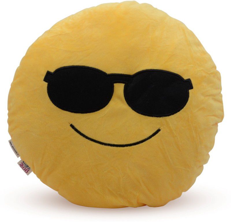 Store2508 Emoji Smiley Soft Round Cushion Pillow (Design 11) - 35 cm  (Yellow)