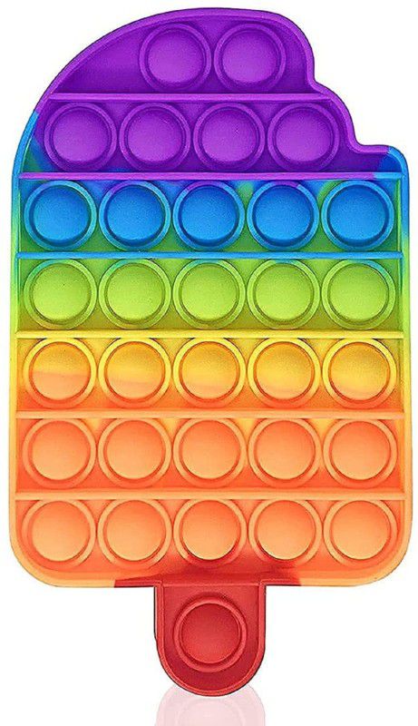Aseenaa Pop It Fidget Toys | Ice Cream Shape Rainbow | Pack Of 1 | Pop Its Toy Set | Popits Stress Relief Rainbow | Poppit Silicone Gadgets | Push Pop Bubble Fidget Gift For Kids | Colour - Multi  (Multicolor)