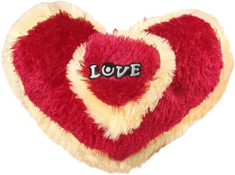 BIGWHEEL Pack of 1 (Size:35x22cm) Big Size Double Heart Love Dil Soft Fur Stuffed Toy - 22 cm  (Red)