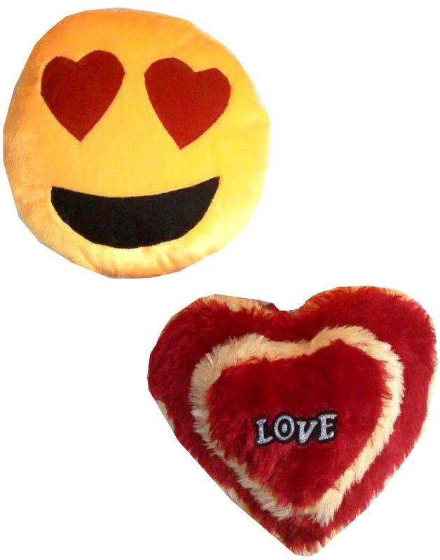 MYBUDDY cute pair of smiley heart cushion - 30 mm  (Multicolor)