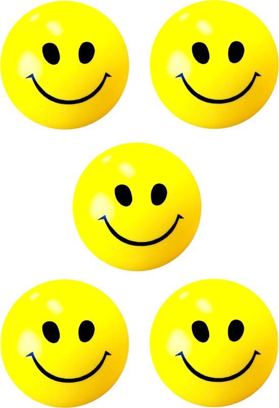 ifrazon Smiley Face Emoji (yellow and black color) Smily ball (Pack Of 5) - 6.5  (Yellow)