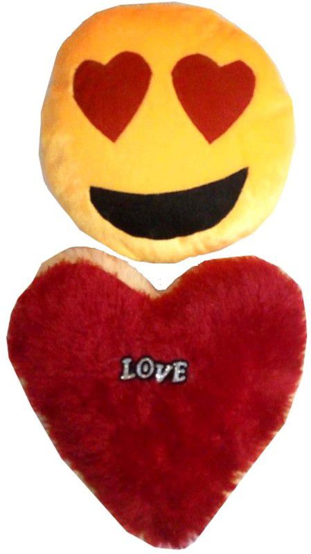 MYBUDDY soft decorative smiley & heart - 30 cm  (Yellow, Red)