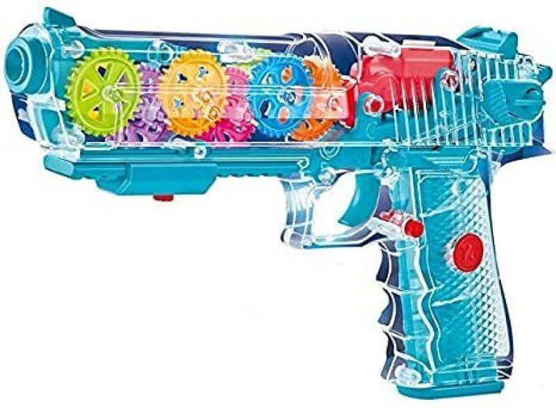 Pink & green Electric Function Concept Gun Toy with Music and Colorful Electric Toy Flashing Light B/O Transparent Toy Gun for Kids. * BULLET POINT  (Multicolor)