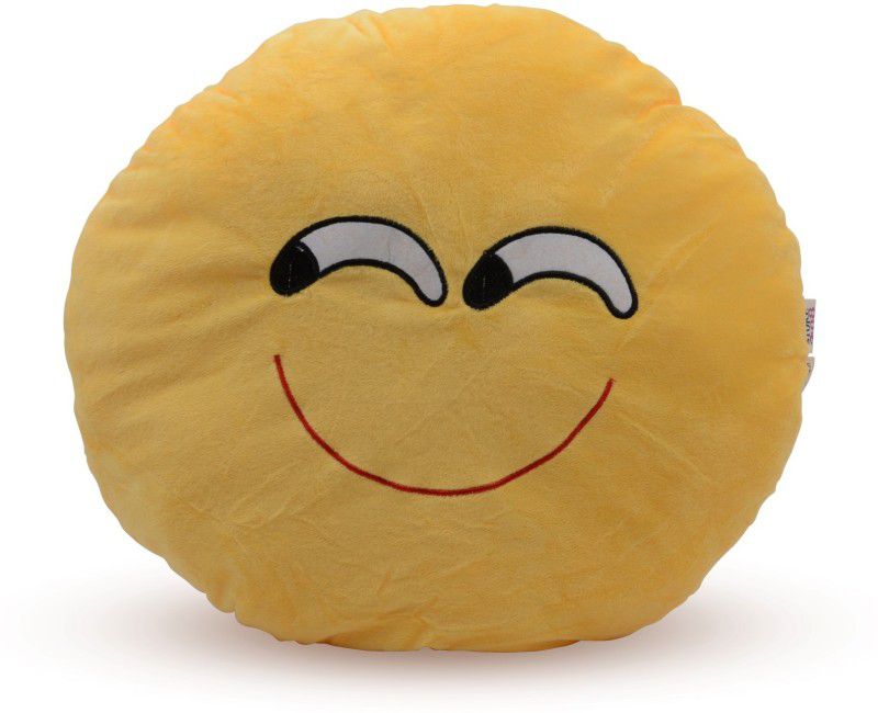 Store2508 Emoji Smiley Soft Round Cushion Pillow (Design 10) - 35 cm  (Yellow)