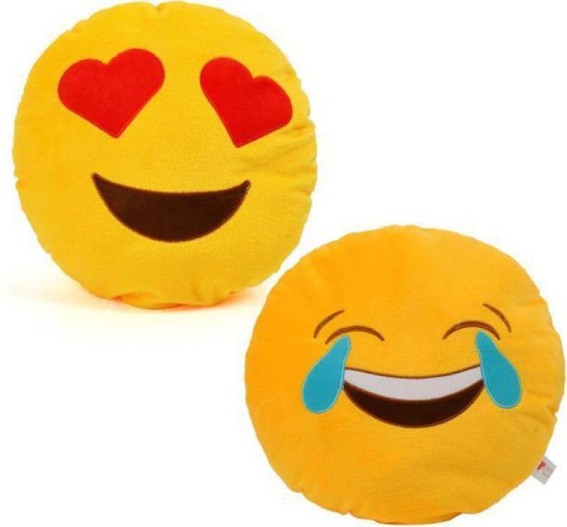 Agnolia Gift Gallery Smiley cushion 35cm-Heart Eye & Laughing Tear Eye - 32 cm  (Multicolor)