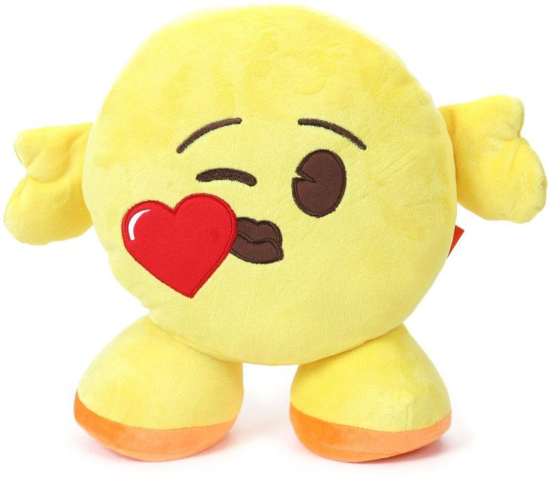 My Baby Excels Standing Emoji Throwing Kissing Heart Plush 30 cm - 30 cm  (Yellow)