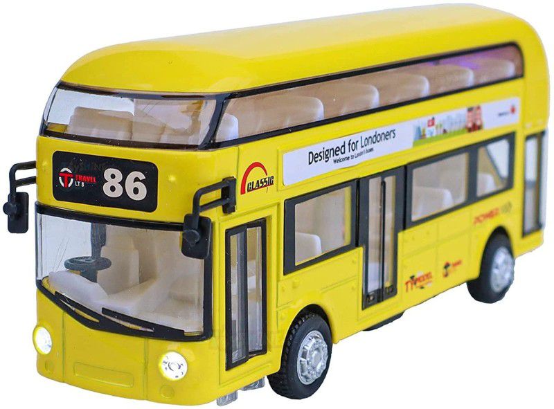 VRUX Metal Bus Toy for Kids with Sound and Light Pull Back Toy Car Bus, Vehicle Toy Bus for Boys Girls Kids - Yellow  (Yellow)