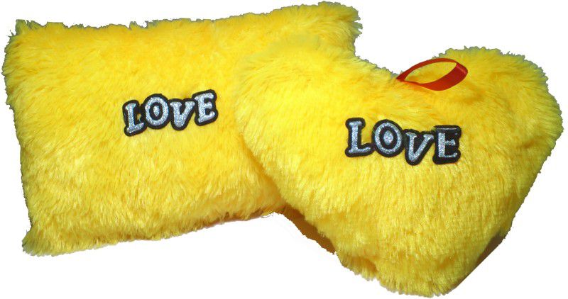 Stylewell Set of 2 Yellow Color Heart Shape Love Soft Tickle, Cushion Pillow Valentine Love Birthday Gift - 25 cm  (Yellow)