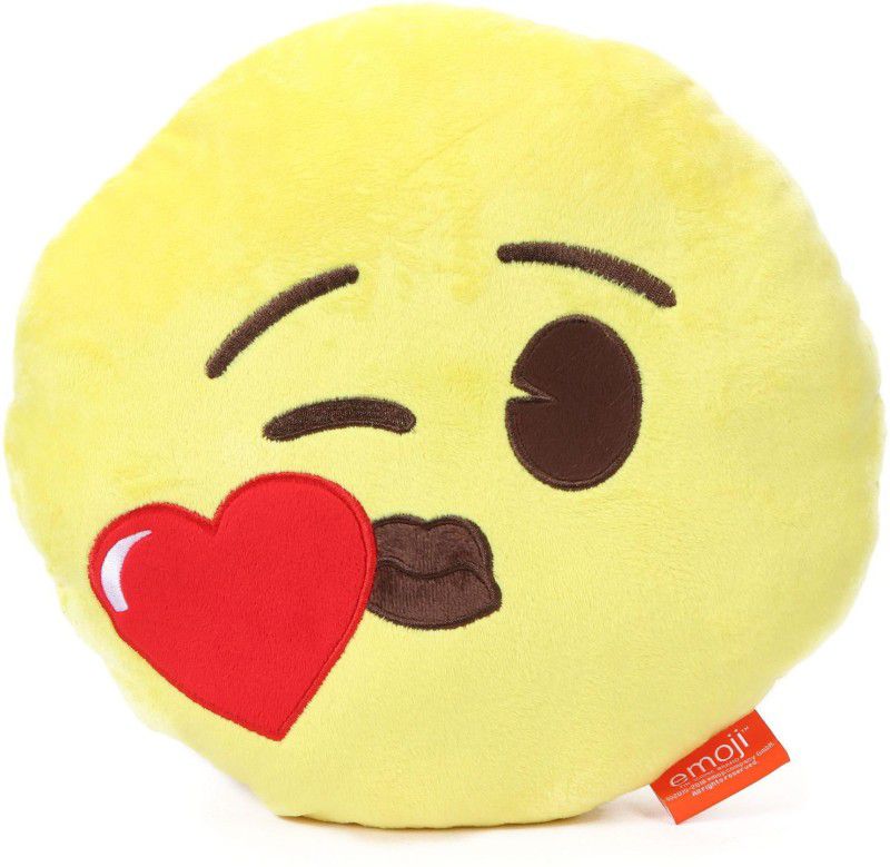 My Baby Excels Emoji Throwing Kissing Heart Plush - 30 cm  (Yellow)
