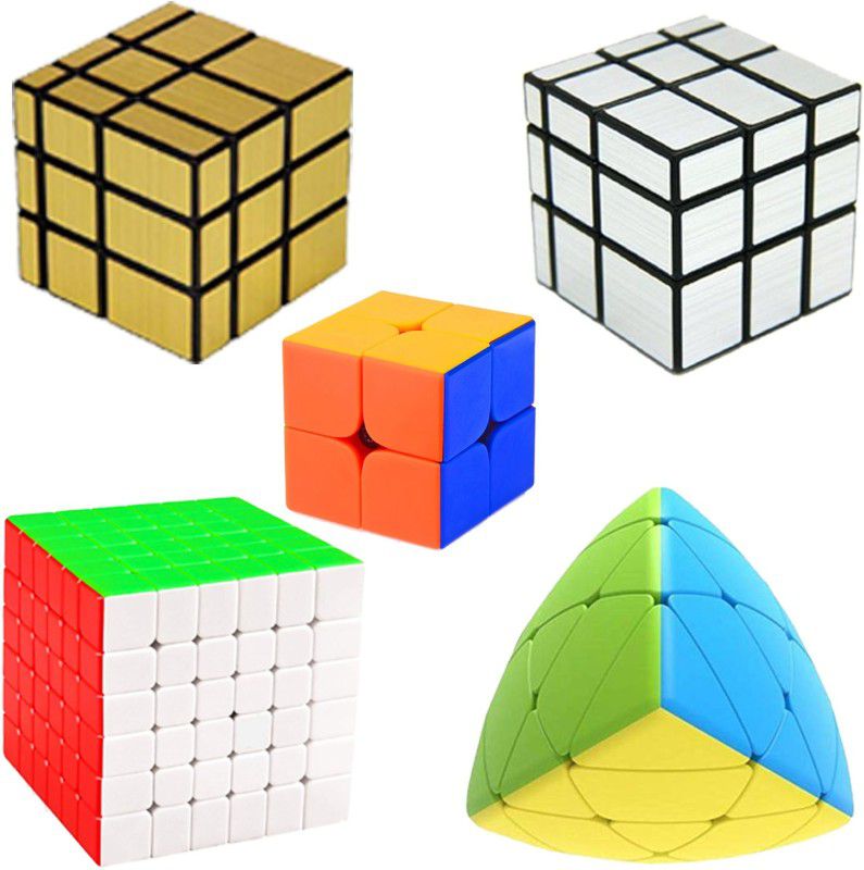 Vaniha Cube Combo of 2X2,6X6,Gold Mirror,Silver Mirror,Mastermorphix Stickerless Cube  (5 Pieces)