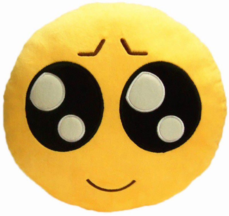 Grab A Deal Soft Smiley Emoticon Yellow Round Cushion Pillow Stuffed Plush Toy Doll (Sympathy Gainer) - 12 inch  (Yellow)