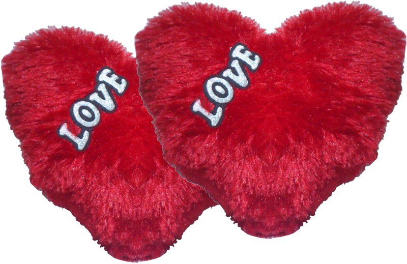 Stylewell Set of 2 Red Color Heart Shape Love Soft Tickle Cushion Valentine Birthday Gift - 25 cm  (Red)