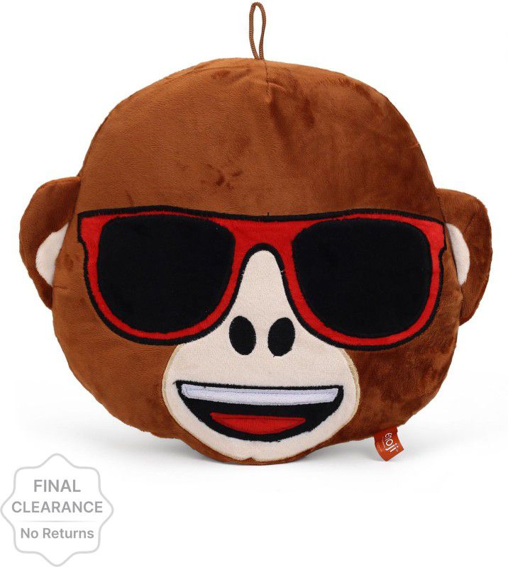 My Baby Excels Emoji Monkey Feeling Cool Face Plush - 30 cm  (Brown)