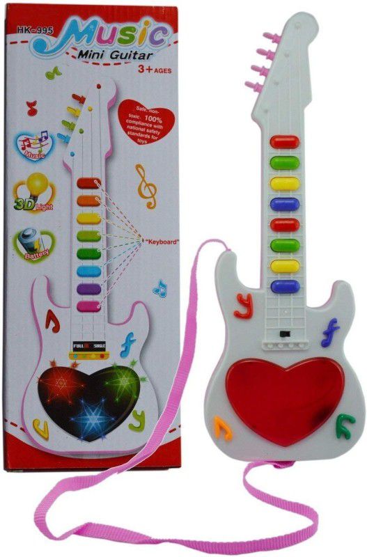 ToyVilla Music Mini Guitar Toy for Kids with 3D light and music  (Multicolor)