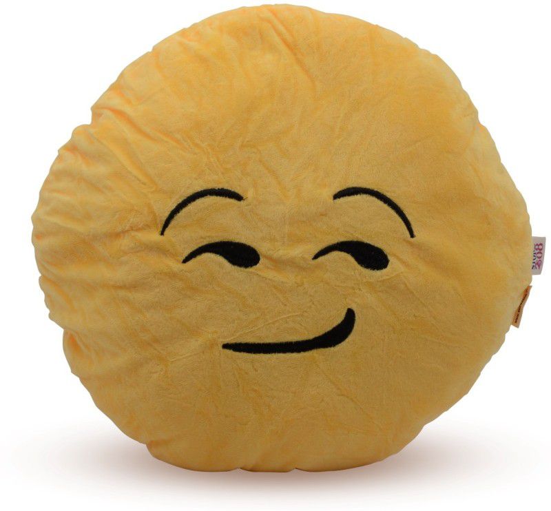 Store2508 Emoji Smiley Soft Round Cushion Pillow (Design 01) - 35 cm  (Yellow)