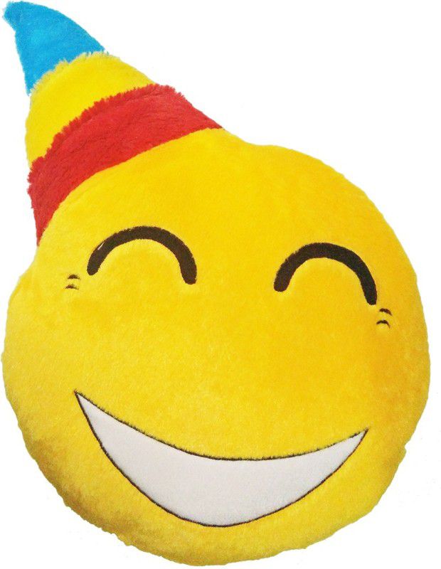 GOLDDUST VKIB Smiley Emoticon Decorative Cushion - 15 inch  (Multicolor)