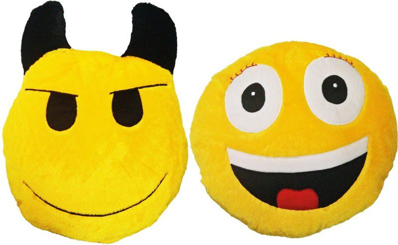 GOLDDUST VKID7 Smiley Emoticon Decorative Cushion - 15 inch  (Multicolor)