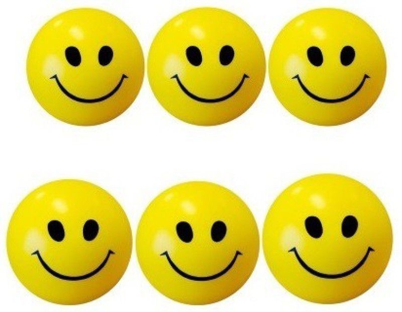 De-Ultimate Cute Smiley Balls Stress Buster Pack of 6 Pcs - 6 cm - 6 mm  (Yellow)