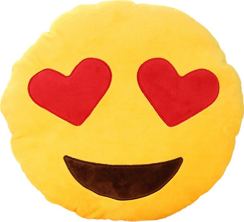 Grab A Deal Smiley Love Emoticon Cushion with Heart Eyes - 12 inch  (Yellow)