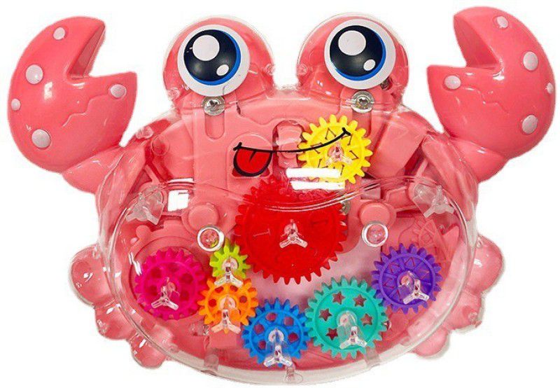 INDIAN LIFESTYLE Electric Flash Musical Toy Transparent Gear Universal Crab Toy Cute and Interesting Shape (Gear Crab)  (Pink)