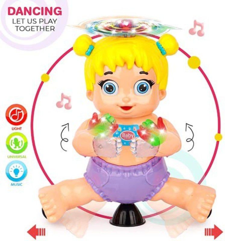Toyvala 360 Degree Rotating Musical Dancing and Singing Doll with Bump & Go Action-A  (Multicolor)