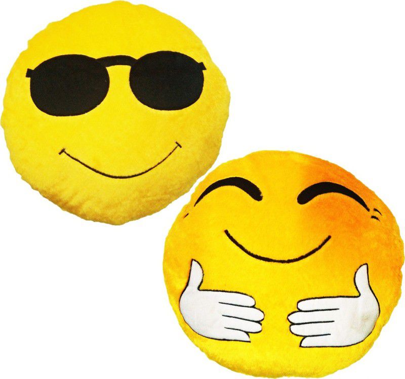 GOLDDUST VKI2E Smiley Emoticon Decorative Cushion - 15 inch  (Multicolor)