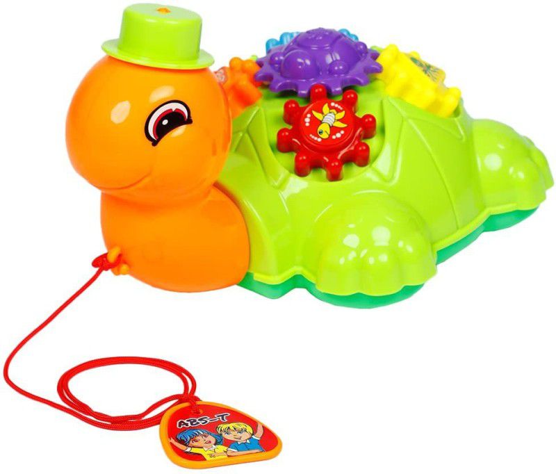 Wembley Gear Turtle Pull Along Toy with Sound for 12 Months & Above Babies BIS CERTIFIED  (Green, Orange, Pack of: 1)