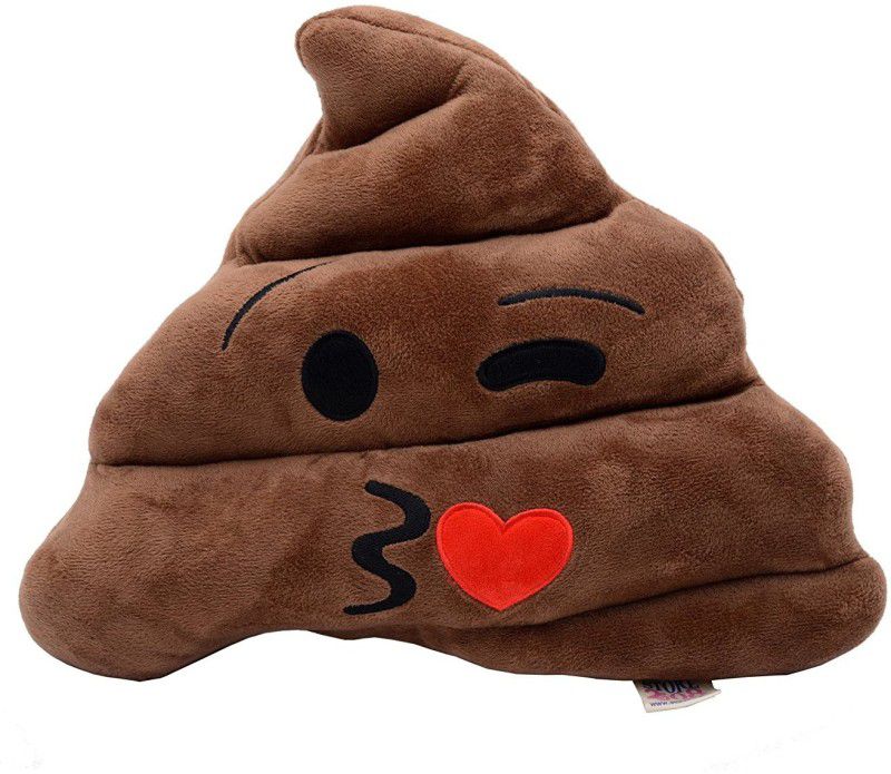Store2508 Soft Smiley Emoticon Emoji Cushion Poop Pillow Stuffed Plush Toy (Choc Brown Design C) - 28 cm  (Brown)