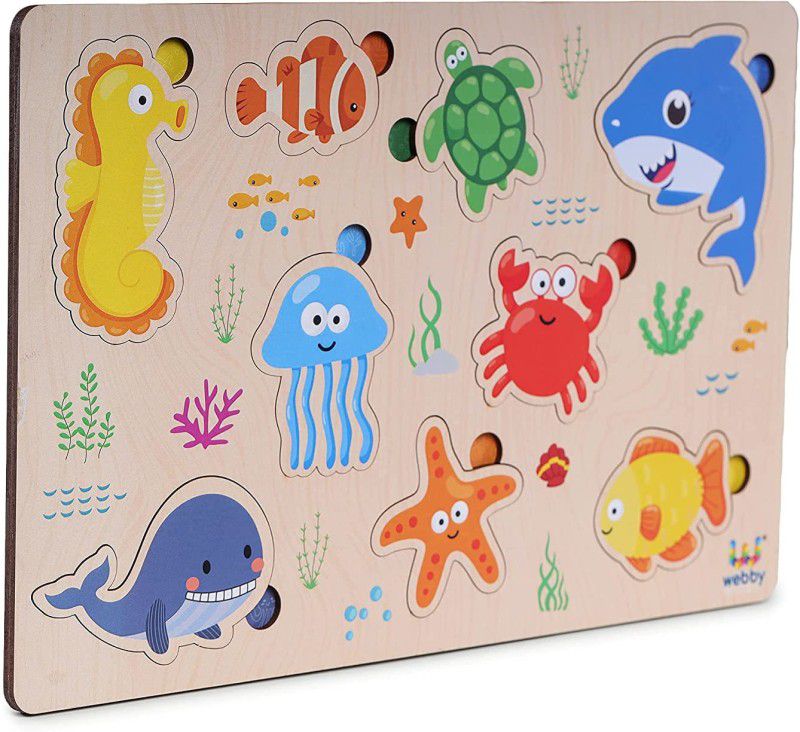 Webby Sea Animal Educational Wooden Puzzle for Kids  (9 Pieces)