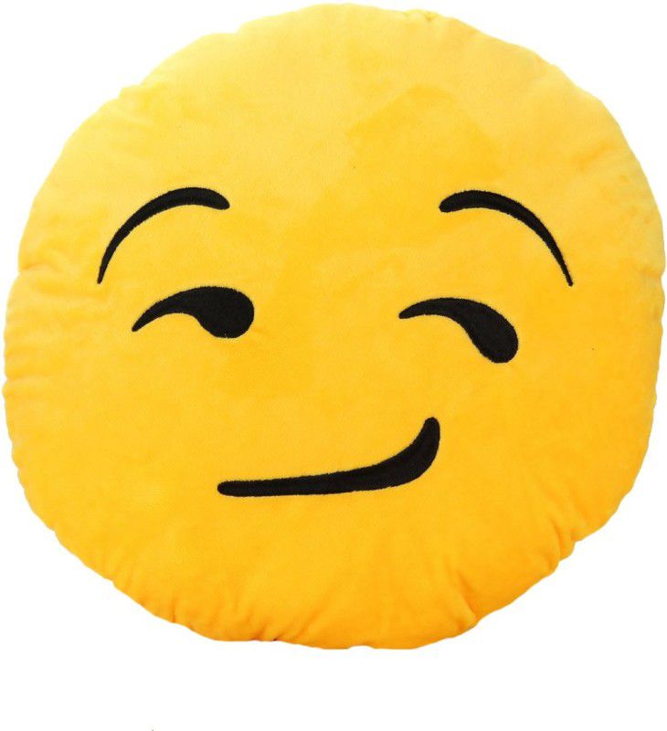 Grab A Deal Asquint Smiley Cushion looking with Side Eyes - 12 inch  (Yellow)