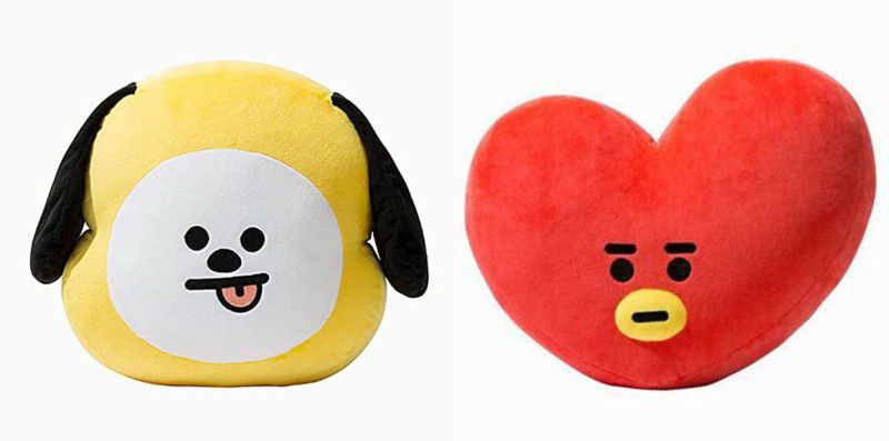 Gifters garden ATTRACTIVE Plush Pillow, Animal Stuffed Toy Throw Pillow,BTS BT21 Chimmy & TATA - 40 cm  (RED & YELLOW)