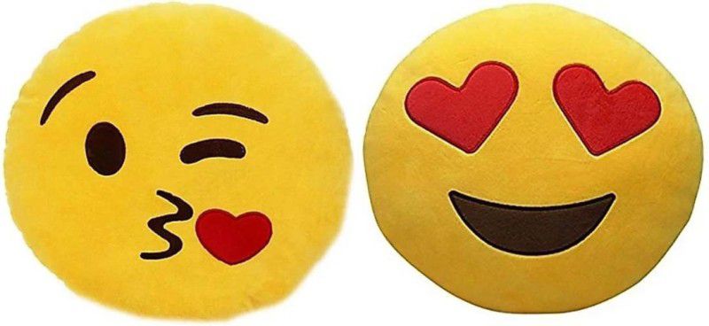 MYBUDDY set of 2 decorative embroidery smiley - 30 cm  (Yellow)