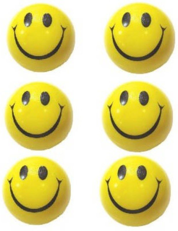 Mplus Smiley Squeeze Stress Ball - Set of 6 - 3 inch  (Yellow, Black)