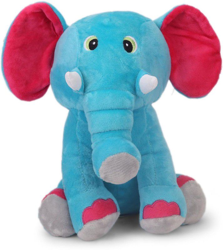 My Baby Excels Baby Elephant with Colourful Ear 24 cm - Blue Colour - 24 cm  (Blue)