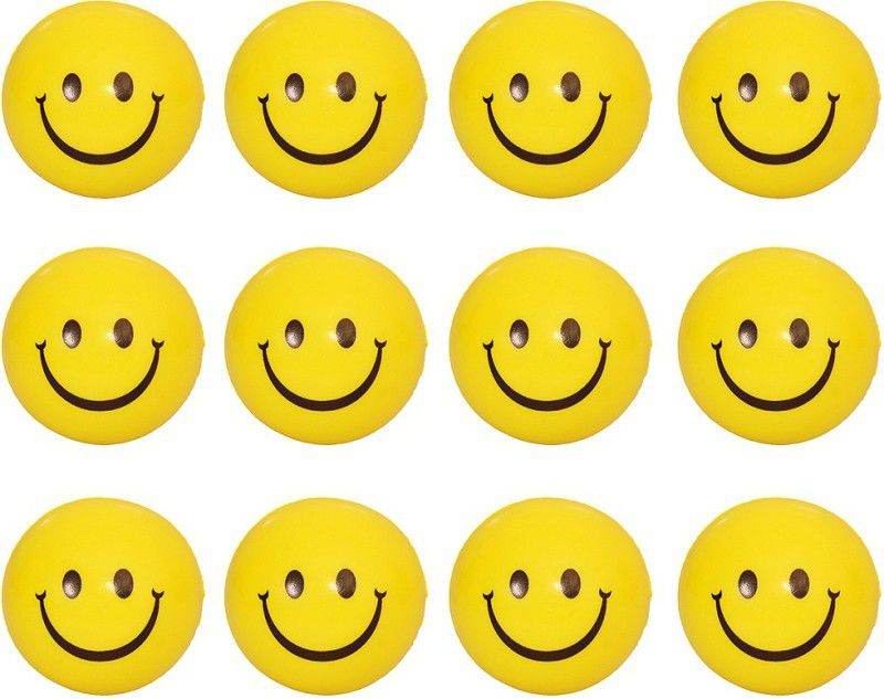 KANCHAN TOYS Smiley Balls (12Pics) - 4 cm  (Yellow)