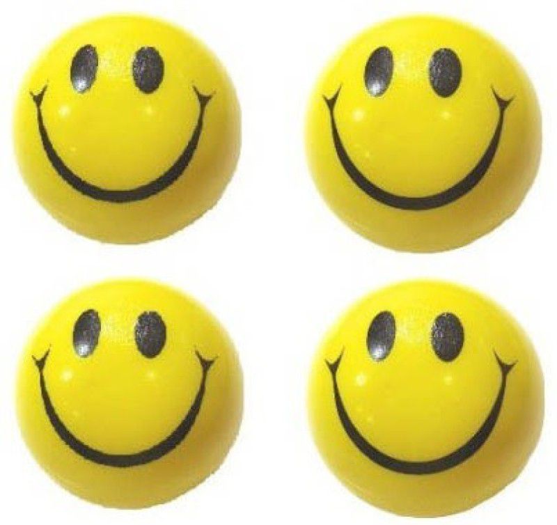 Mplus Smiley Face Squeeze Stress Ball - Set Of 4 - 3 inch  (Yellow, Black)