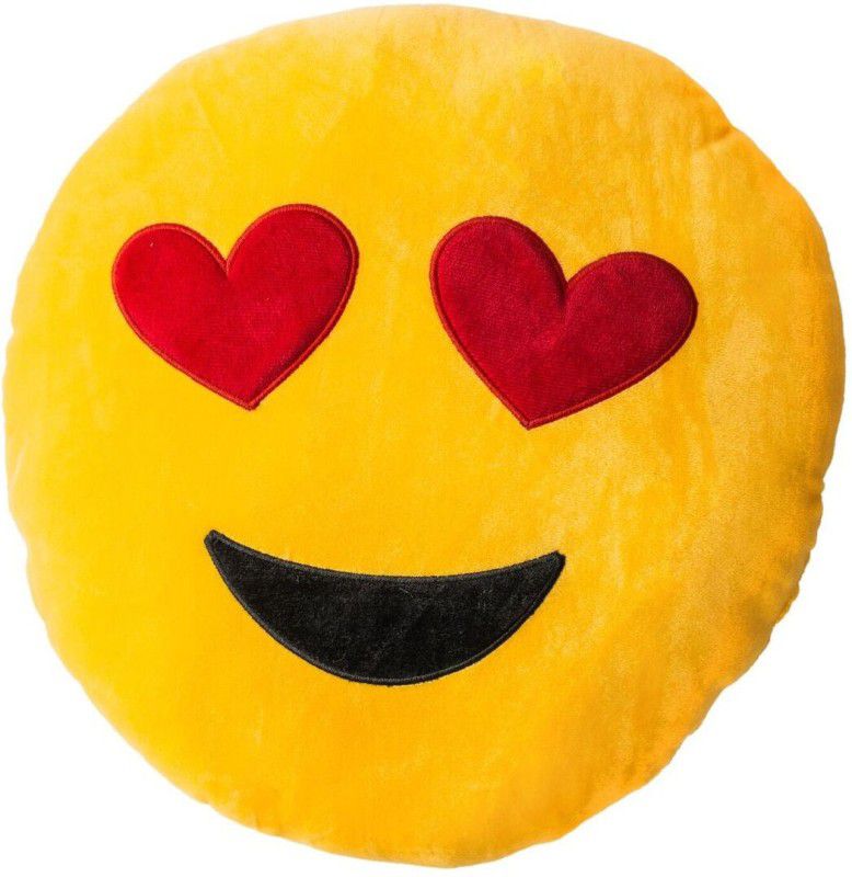 Dimpy Stuff Dimpy Emoji Cushion - 38 cm  (Yellow)