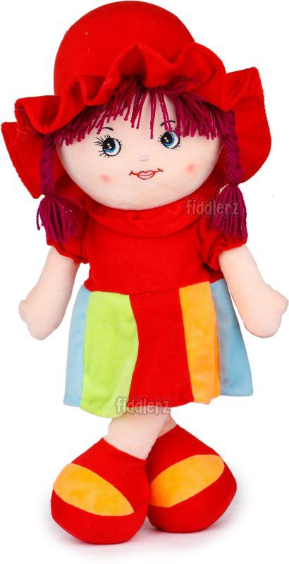 FIDDLERZ Doll for Girls Soft Rag Dolls Cute Looking Smiling Plush Baby Toy Perfect for Cuddling Room Décor & Role Play Toy for Kids Girls - Red (60 cm) - 60 cm  (Red)