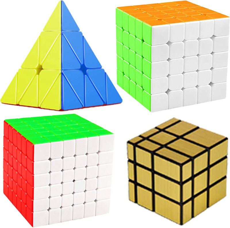 Vaniha Cube Combo of 5X5,6X6,Gold Mirror,Pyraminx High Speed Stickerless Cube Puzzle  (4 Pieces)