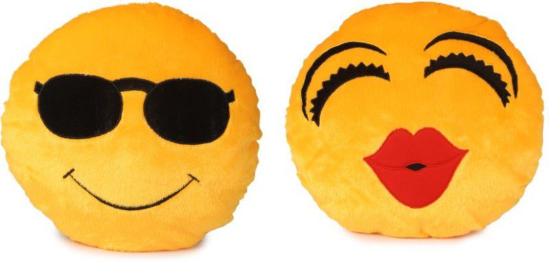 Dream Deals Cool dude & Lovely kiss smiley- 35 Cm - 35 cm  (yellow)