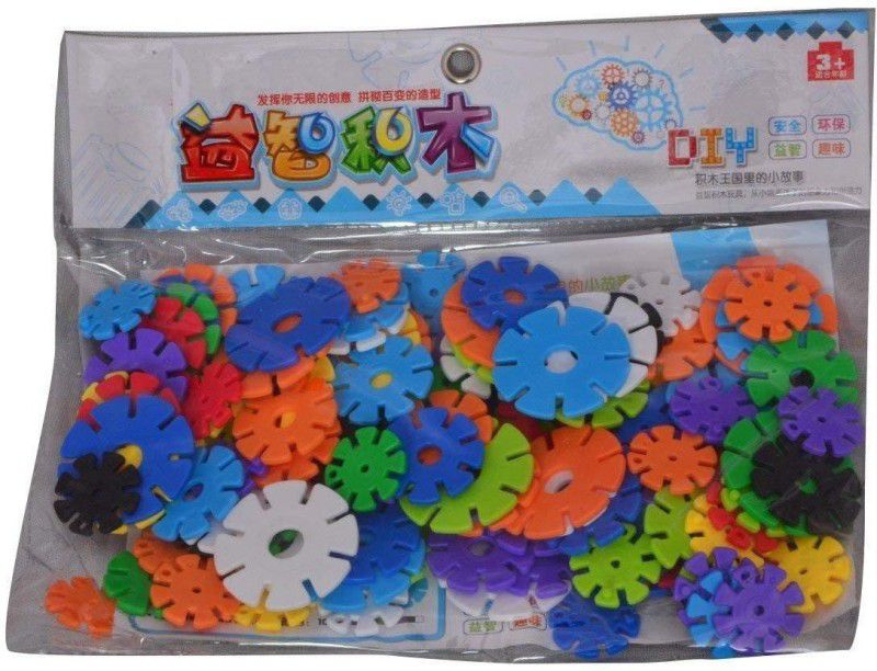 PEZYOX Bricks Building Blocks,Creative Educational Toys - Do It Yourself Colorful Plastic Building and Construction Toys Available in Different Variants,Snow Flake Flower Puzzle Connector.  (72 Pieces)