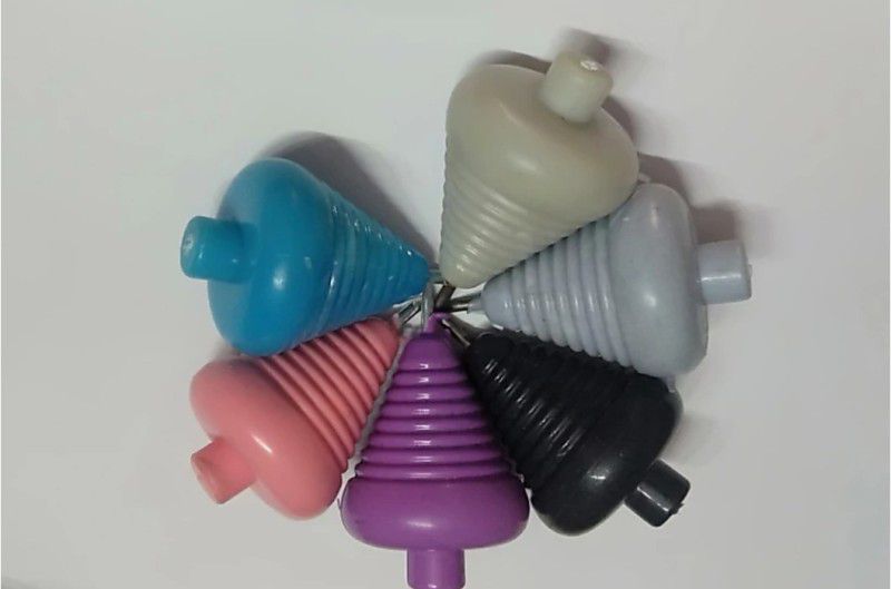 imtion Lattu Toys 6 Pcs ,with Thread Latto Games Plastic Spinning Lattoo with Thread Size 8/6 cm Lattu  (Multicolor)